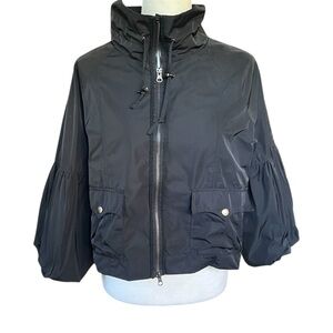 Jackets by Cino black cropped puff sleeve zip up jacket Size Large